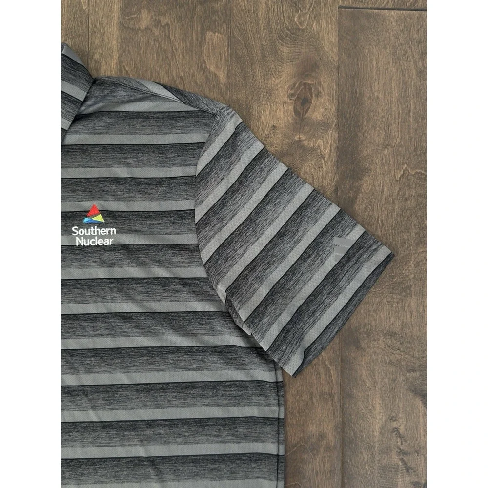 Adidas Mens Grey Striped Polo Golf Shirt Southern Nuclear XL HR7981 New